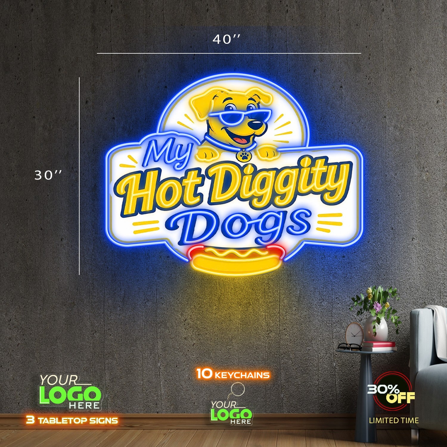 MY HOT DIGGITY DOGS| LED NEON SIGN ( OUTDOOR SIGN)