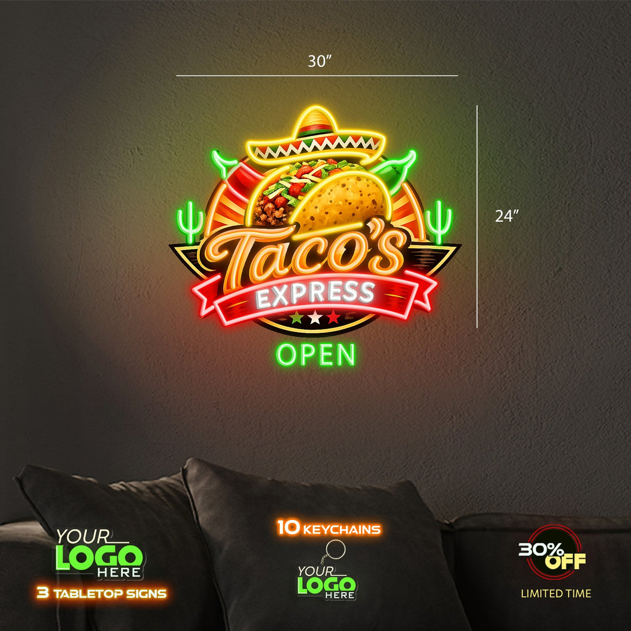 TACO'S EXPRESS | LED NEON SIGN (OUTDOOR SIGN)