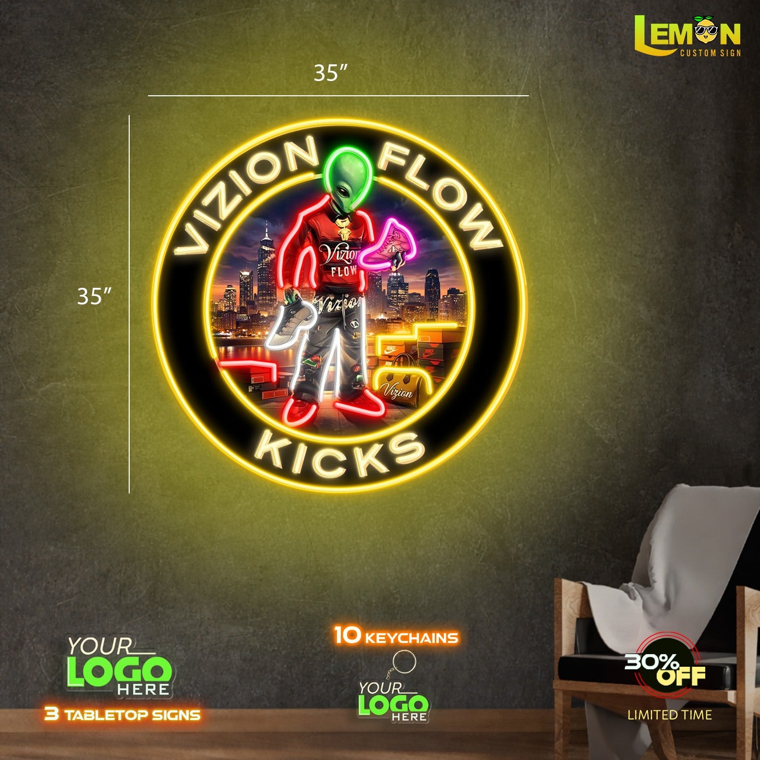 VIZION FLOW KICKS | LED NEON SIGN