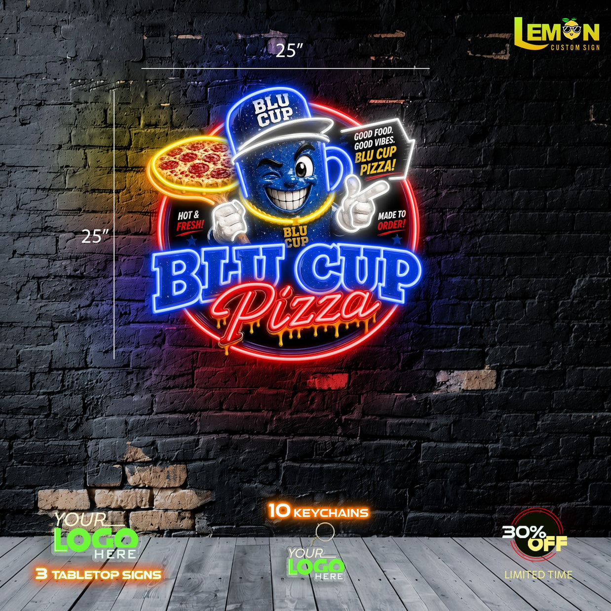 BLU CUP Pizza| LED NEON SIGN