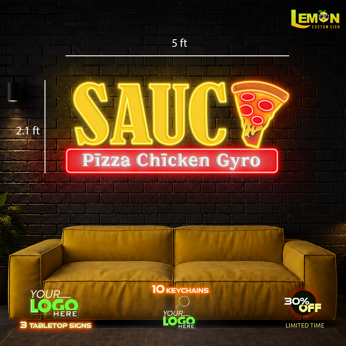 Pizza Chicken Gyro| Led Neon Sign