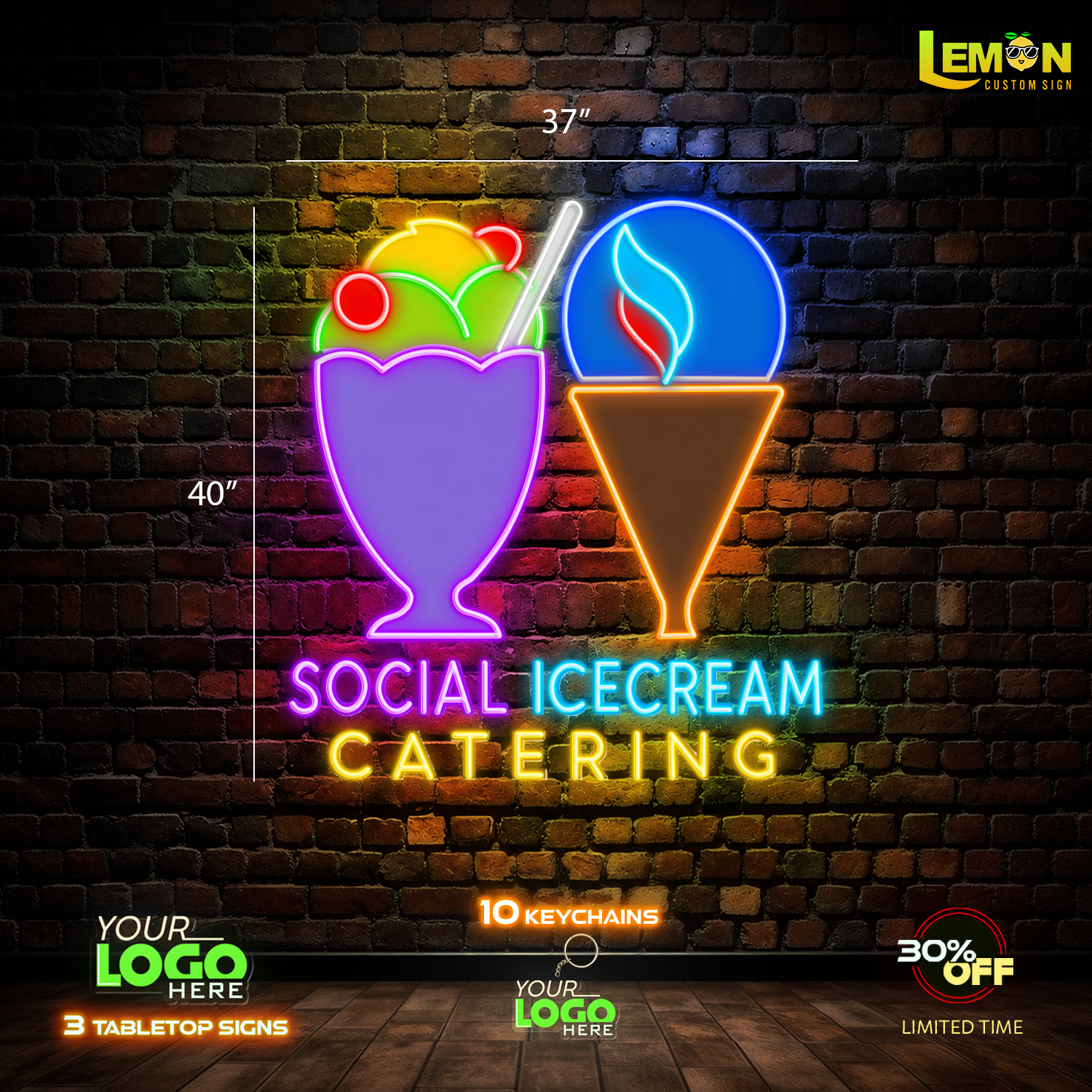 SOCIAL ICECREAM CATERING |Led Neon Sign (WATERPROOF)