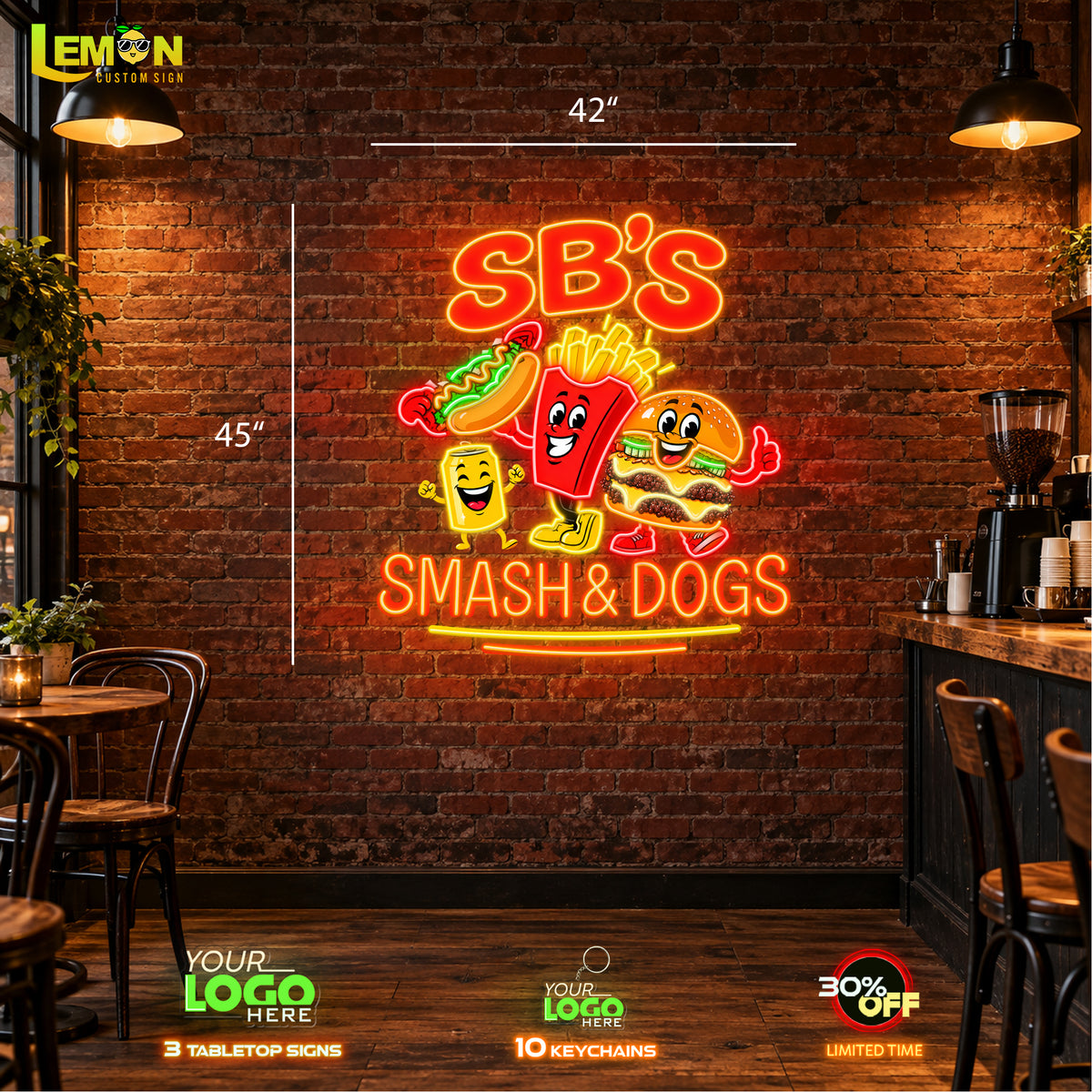 SB'S SMASH & DOGS | LED NEON SIGN ( 2 OUTDOOR SIGNS)