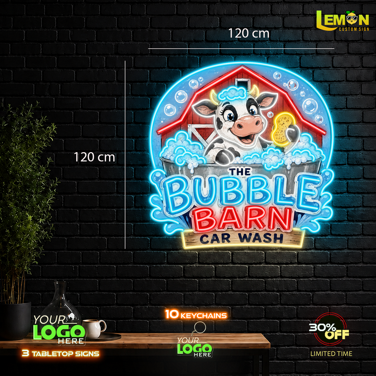 BUBBLE BARN CAR WASH | LED NEON SIGN (WATERPROOF)