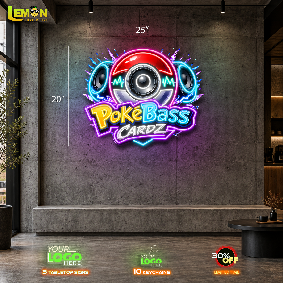 PokeBass Cardz - Led Neon Sign