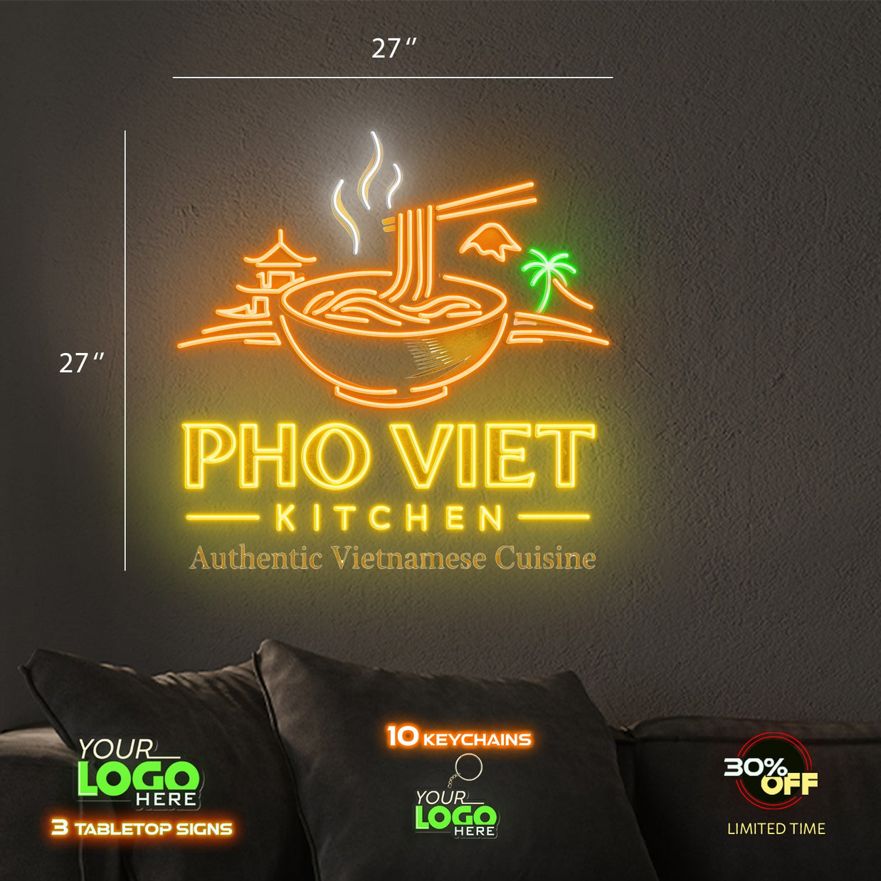 PHO VIET KITCHEN | LED NEON SIGN AND 100 KEYCHAINS