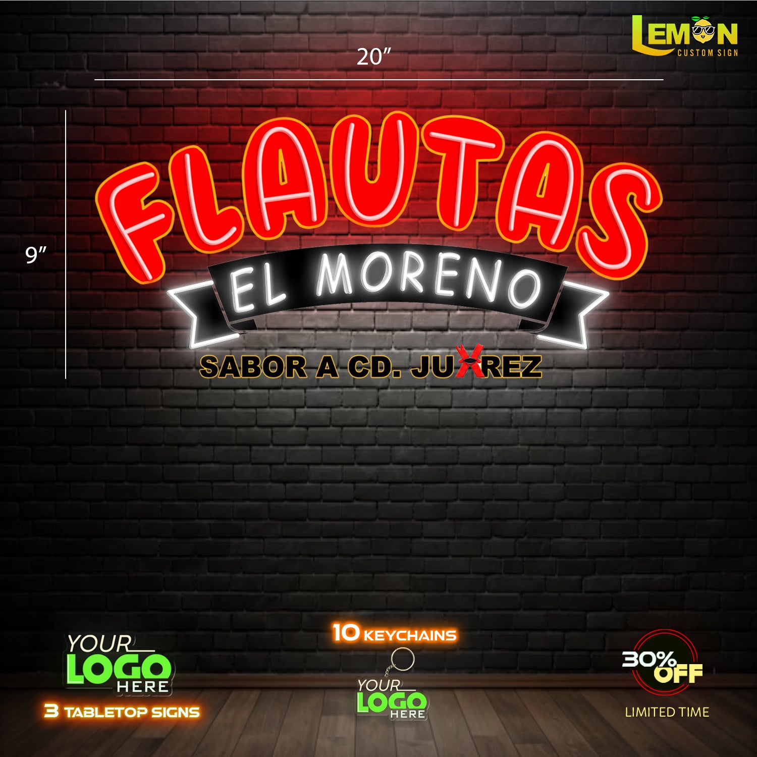FLAUTAS EL MORENO | LED NEON SIGN (OUTDOOR)