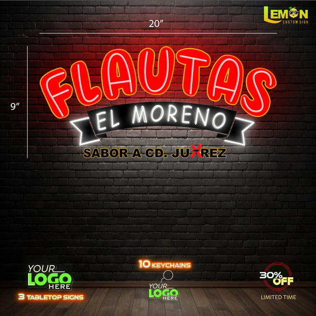 FLAUTAS EL MORENO | LED NEON SIGN (OUTDOOR)