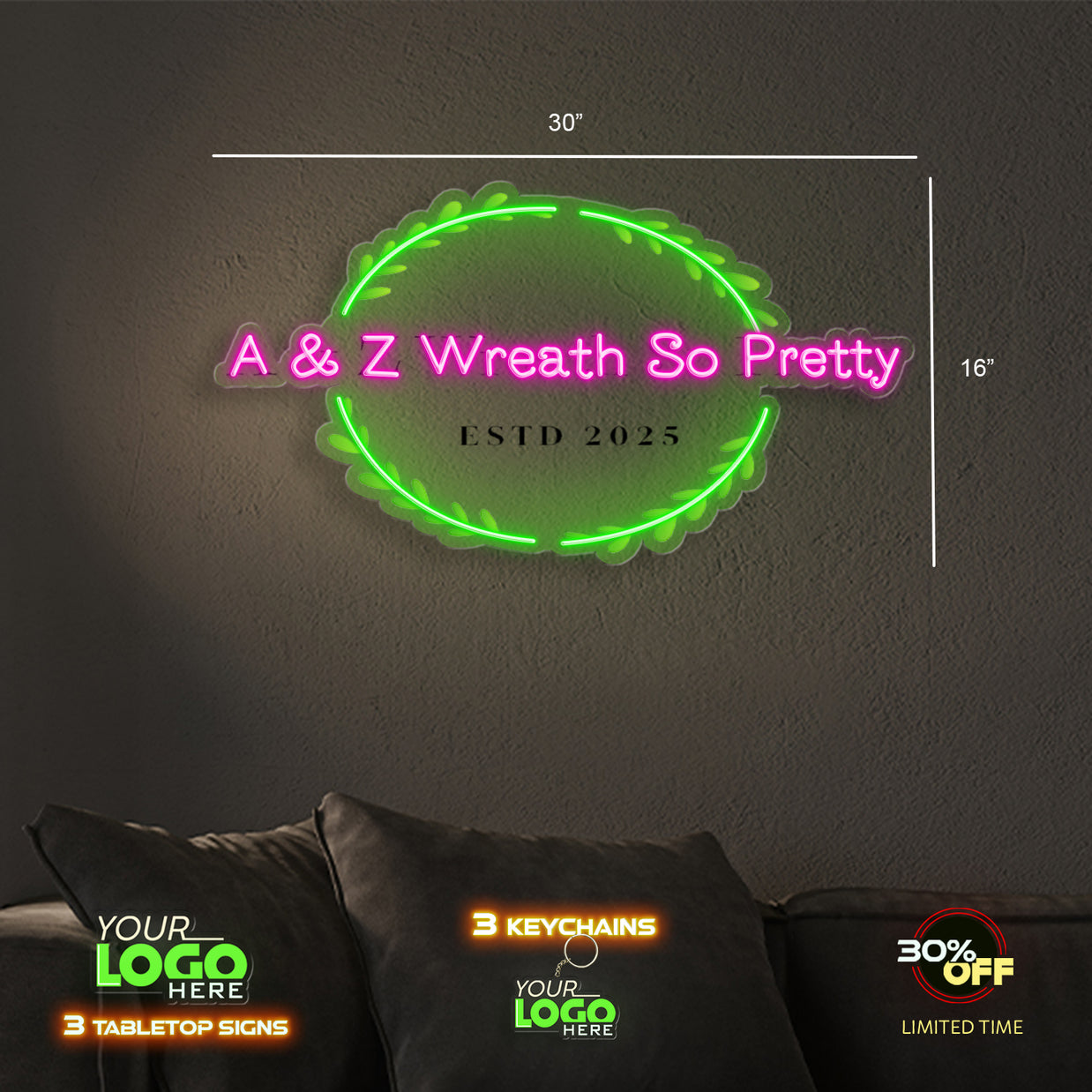 A&Z Wreath So Pretty | LED NEON SIGN