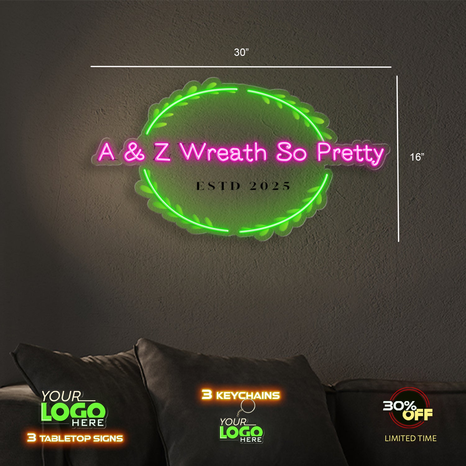 A&Z Wreath So Pretty | LED NEON SIGN