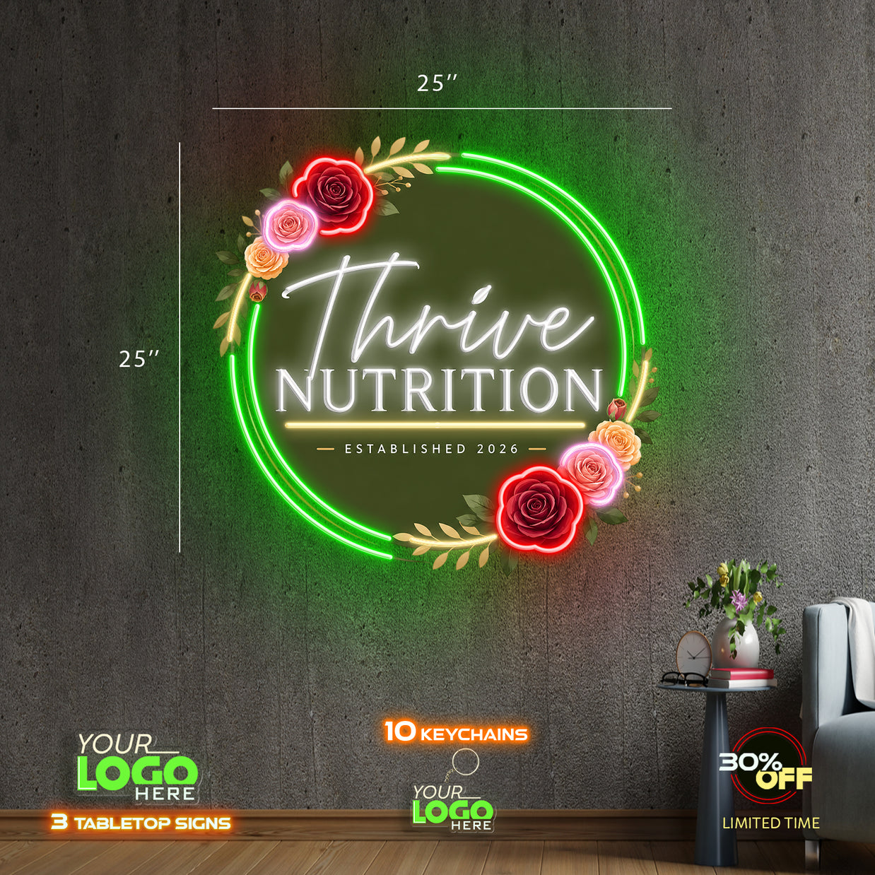 Thrive NUTRITION | LED NEON SIGN ( 25-inch Sign)