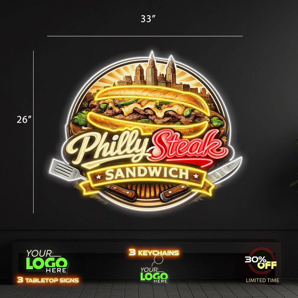Beef polish sausage and Philly steak sandwich | LED NEON SIGN (2 SIGNS)