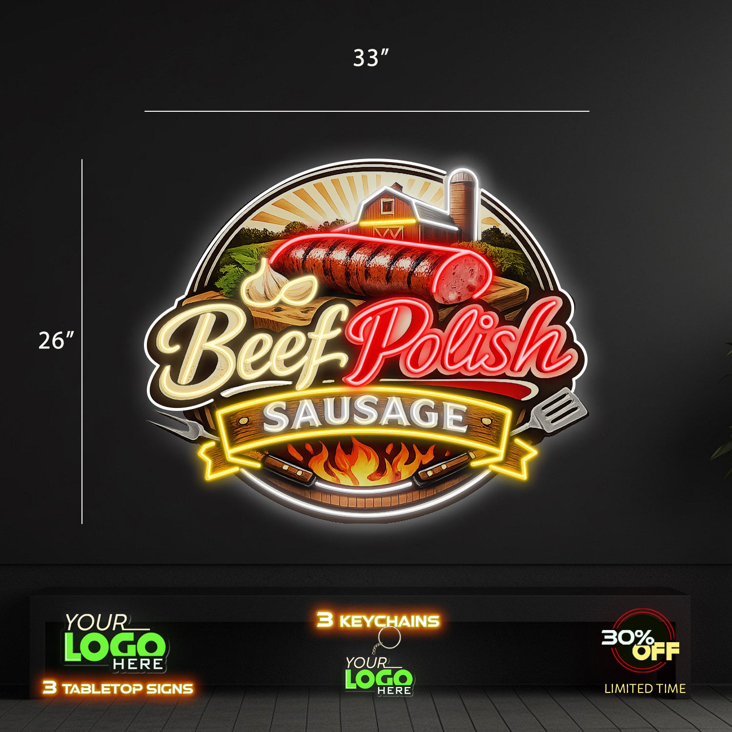 Beef polish sausage and Philly steak sandwich | LED NEON SIGN (2 SIGNS)