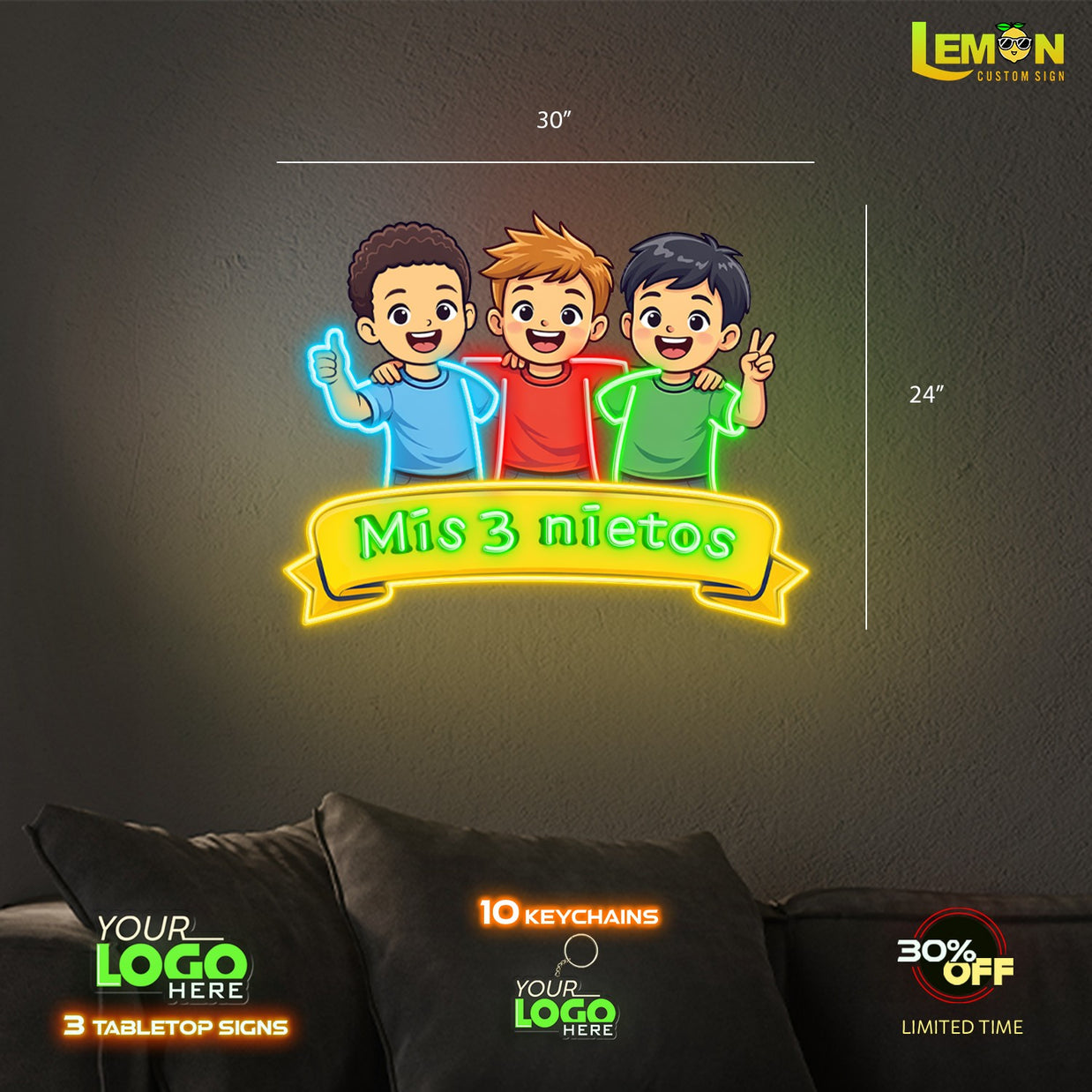 Mis 3 nietos | LED NEON SIGN