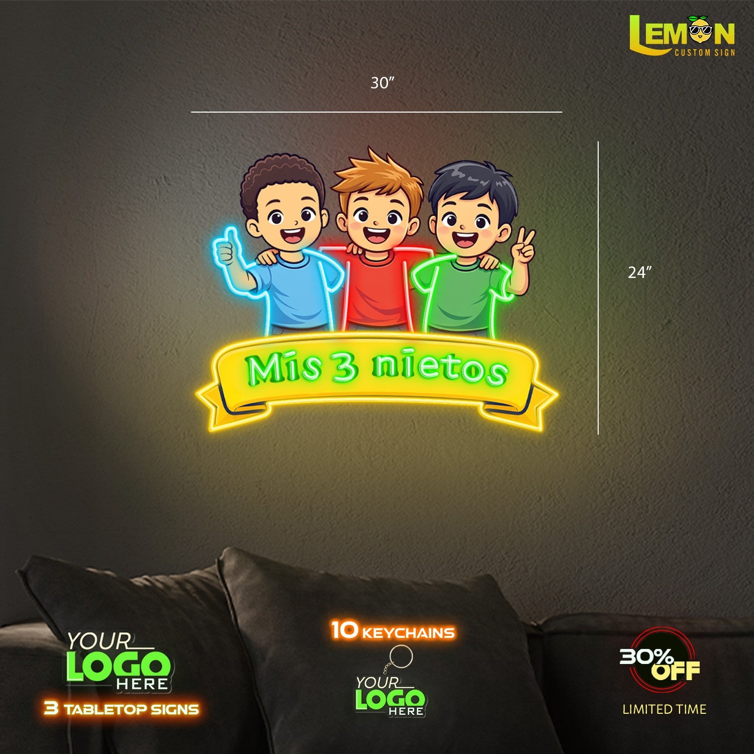 Mis 3 nietos | LED NEON SIGN