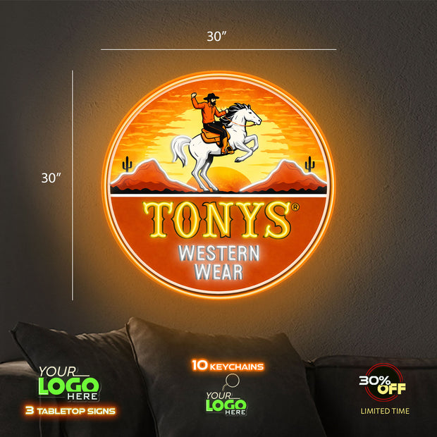 Tonys Western Wear | LED NEON SIGN ( Waterproof Sign)