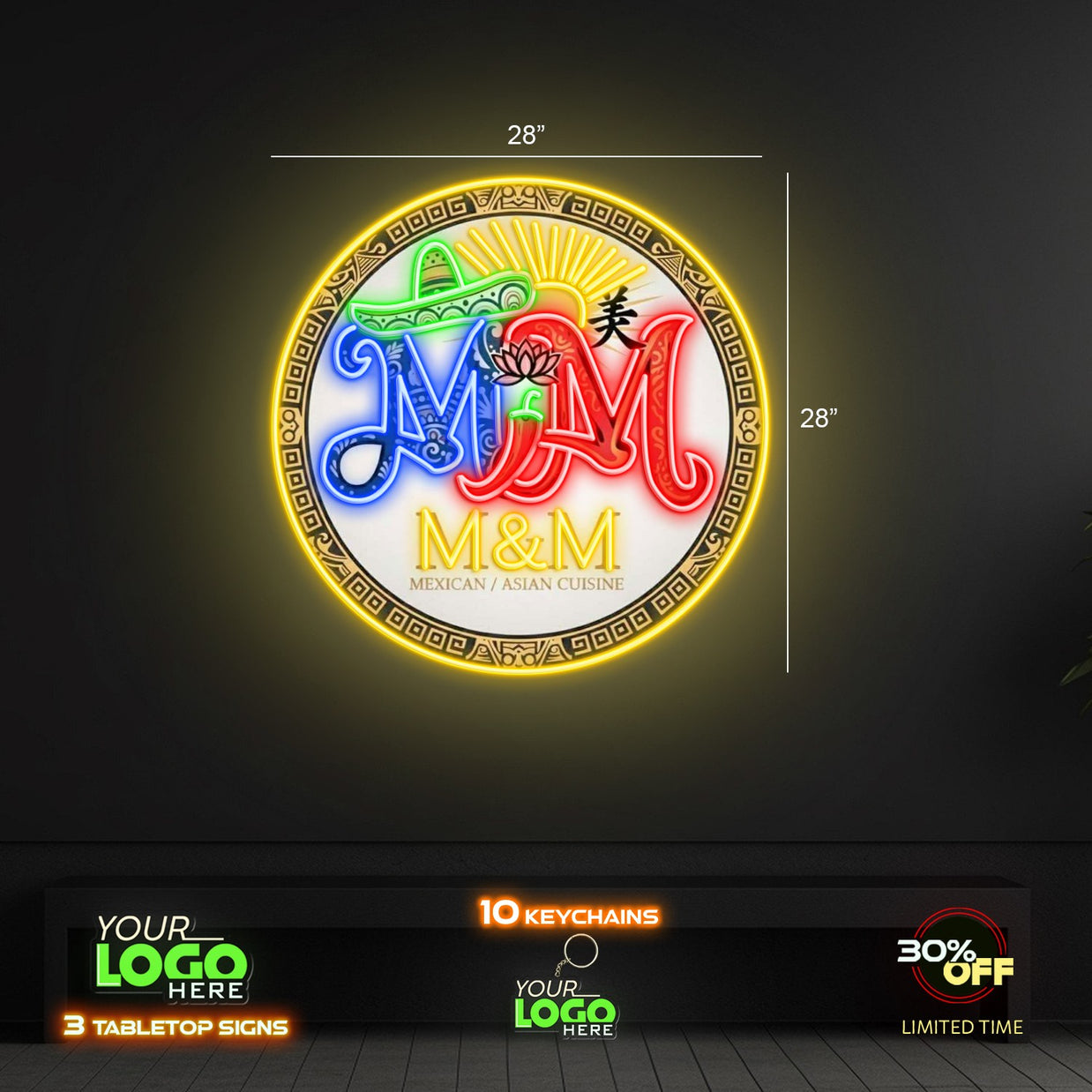 M & M LOGO  | LED NEON SIGN