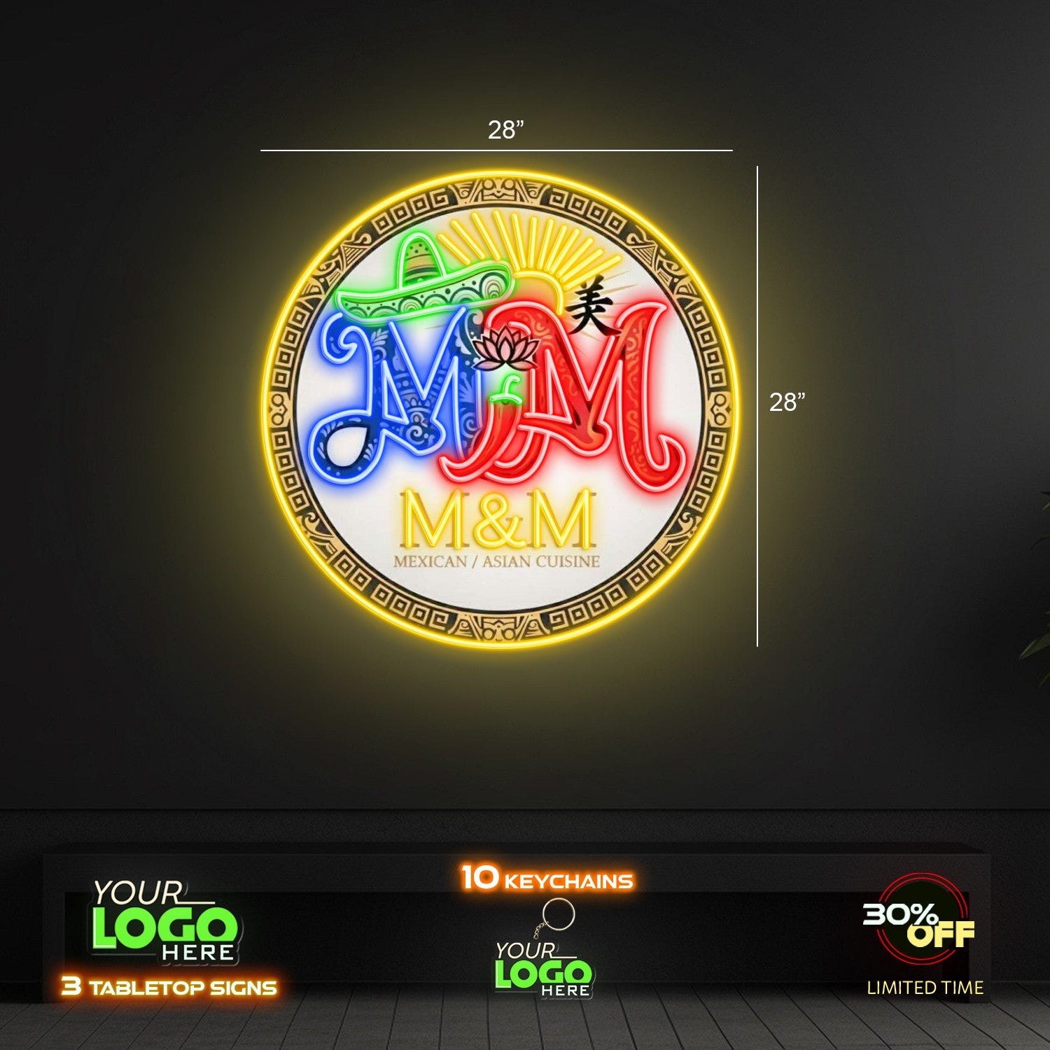 M & M LOGO  | LED NEON SIGN