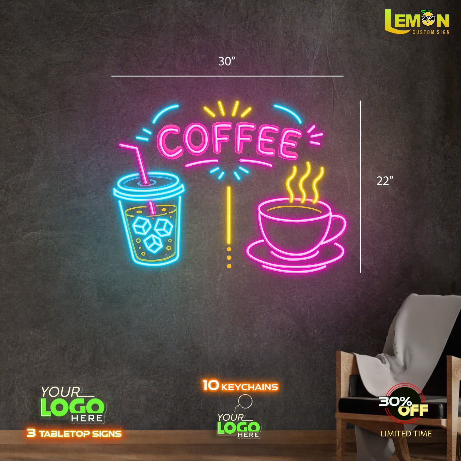 COFFEE SIGN AND SOFTSERVE SIGN| LED NEON SIGN ( 2 SIGNS)
