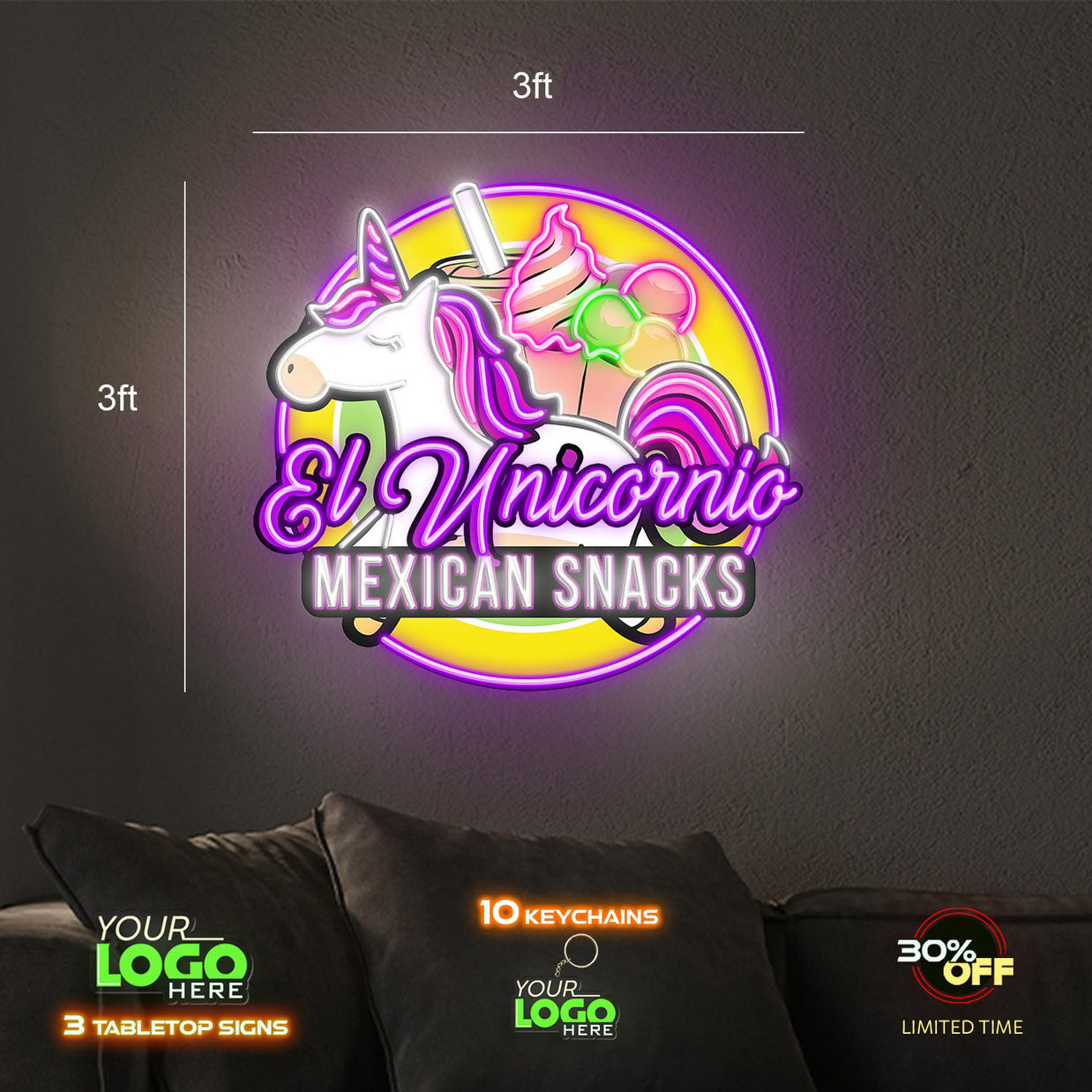 EL Unicornio Mexican Snacks | LED NEON SIGN