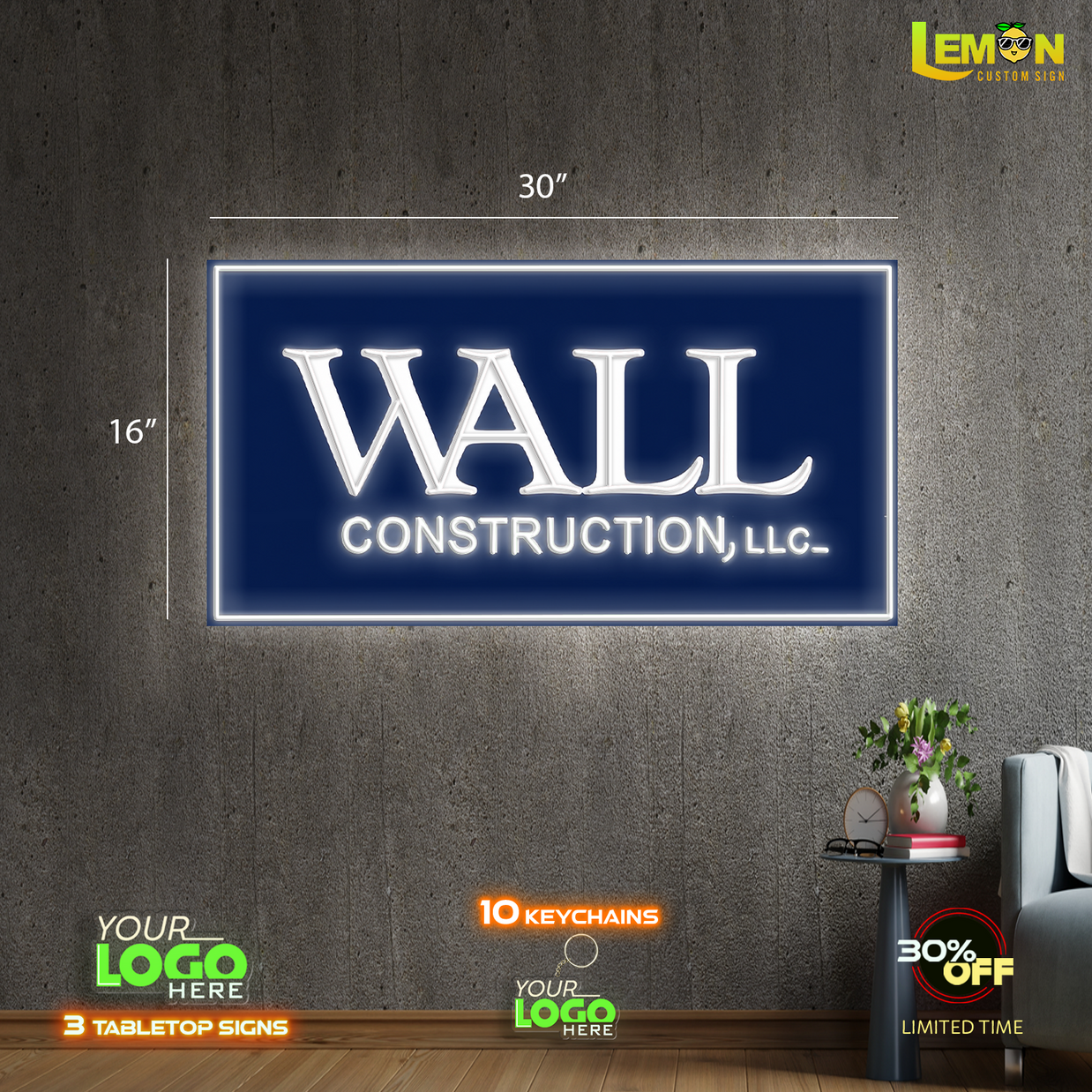 WALL Construction, LLC| LED NEON SIGN (1 OUTDOOR SIGN+ 2 INDOOR SIGNS)