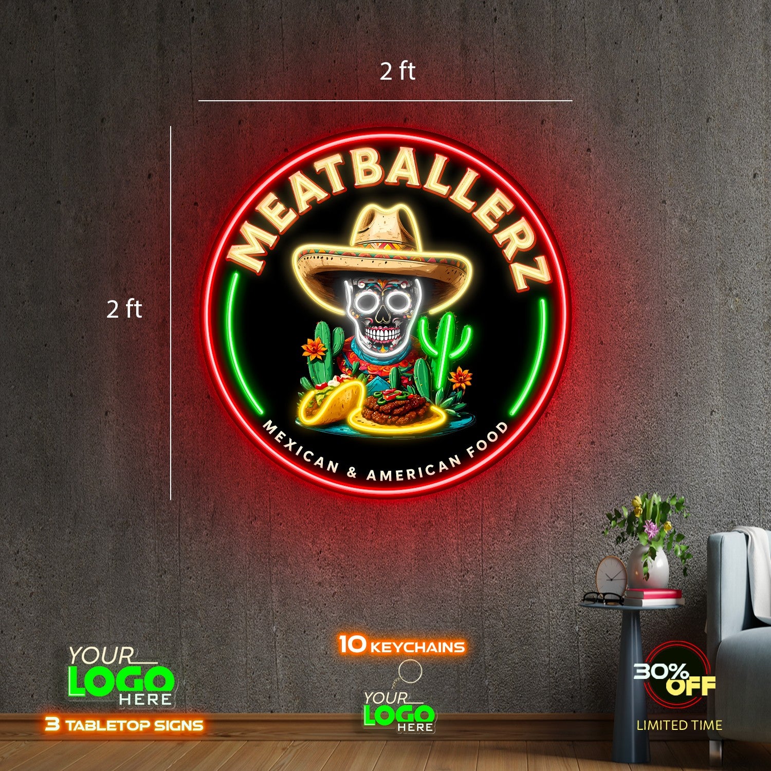 MEATBALLERZ | LED NEON SIGN ( 3 OUTDOOR SIGNS)