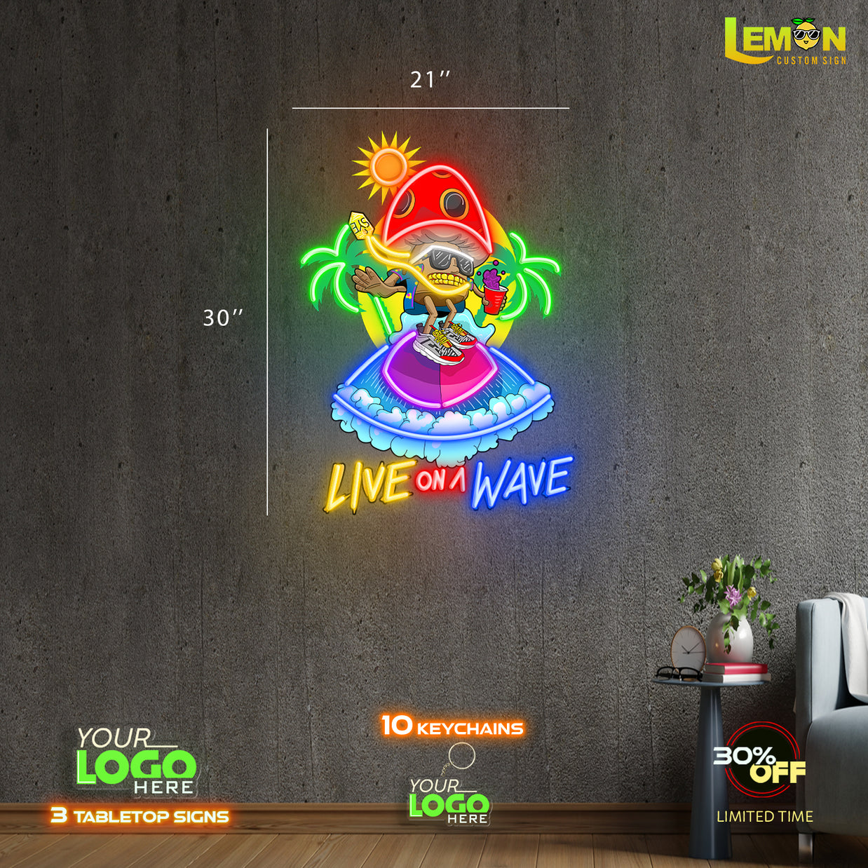LIVE ON A WAVE | LED NEON SIGN (OUTDOOR SIGN)