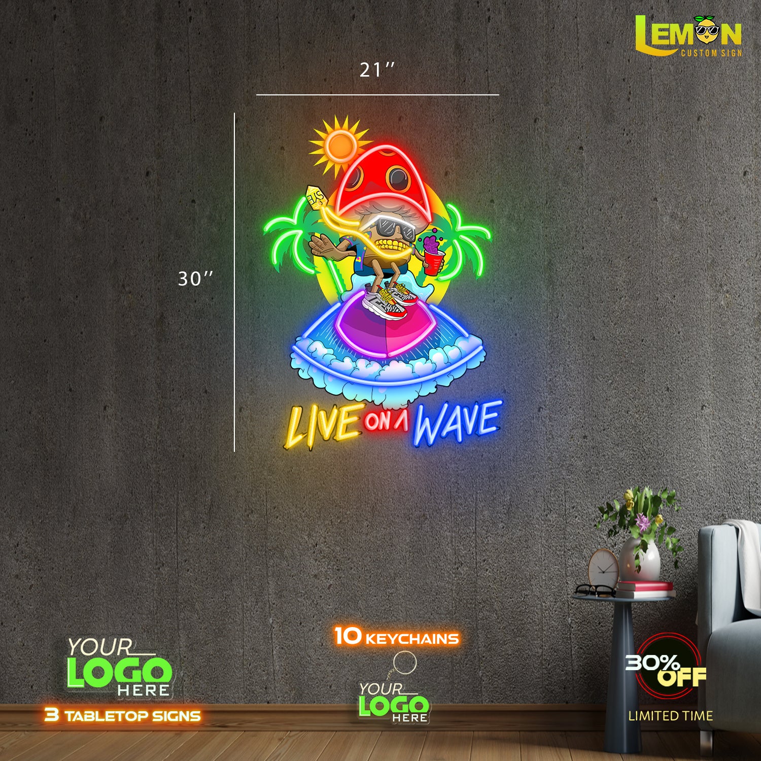 LIVE ON A WAVE | LED NEON SIGN (OUTDOOR SIGN)