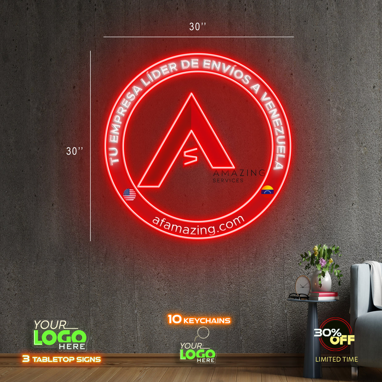 TU EMPRESA LIDER DE ENVIOS A VENEZUELA | LED NEON SIGN (OUTDOOR SIGN)