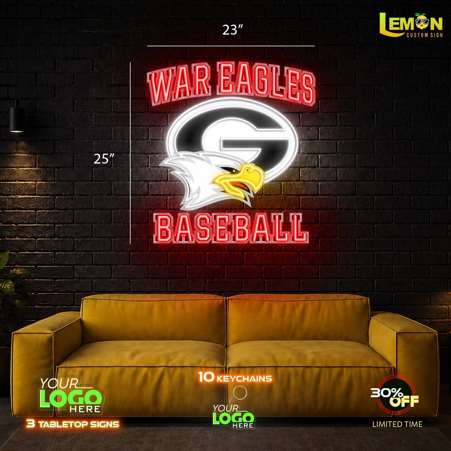 WAR EAGLES BASEBALL | LED NEON SIGN 25 INCH