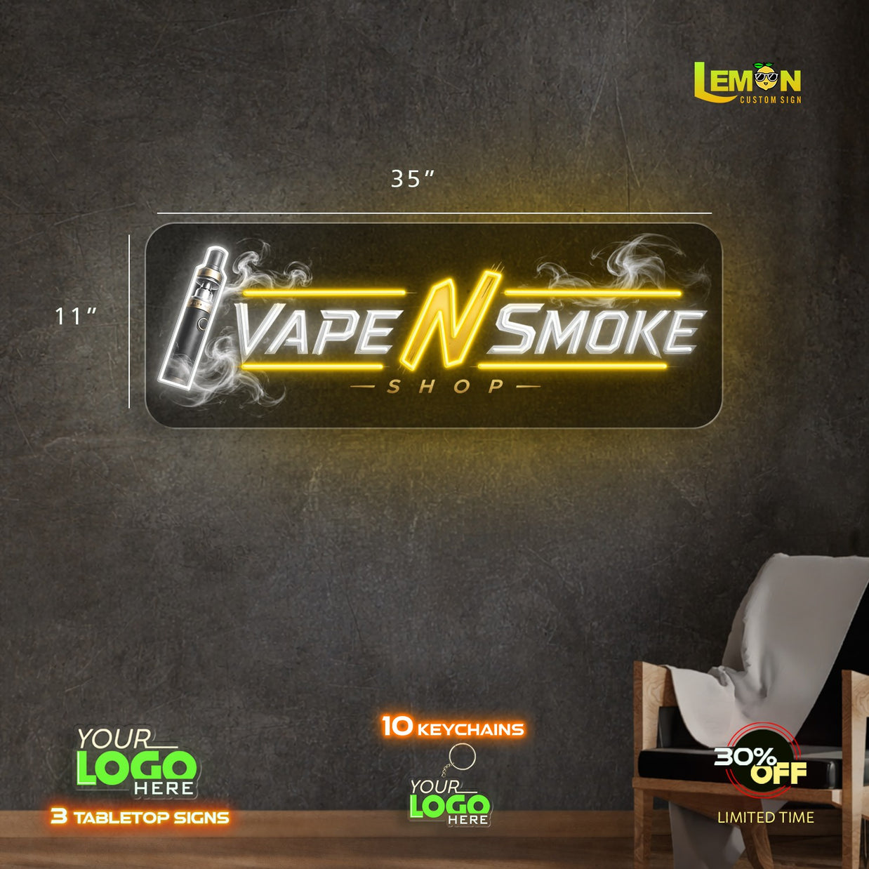 VAPE N SMOKE | LED NEON SIGN (BOTH SIDE)