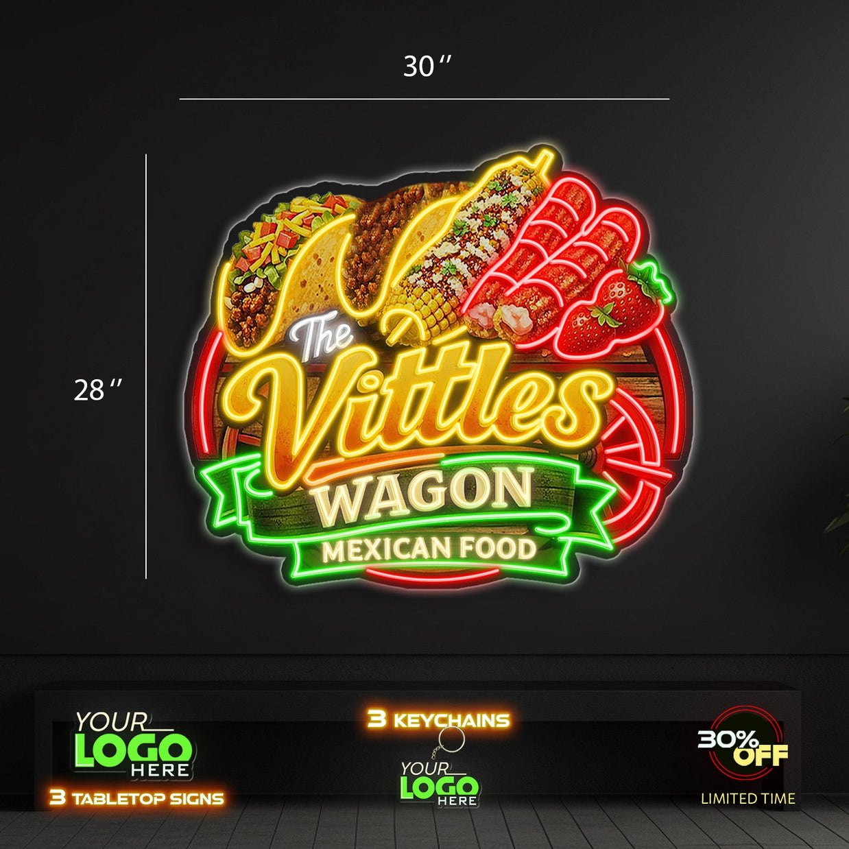 The Vittles Wagon MEXICAN FOOD| LED NEON SIGN