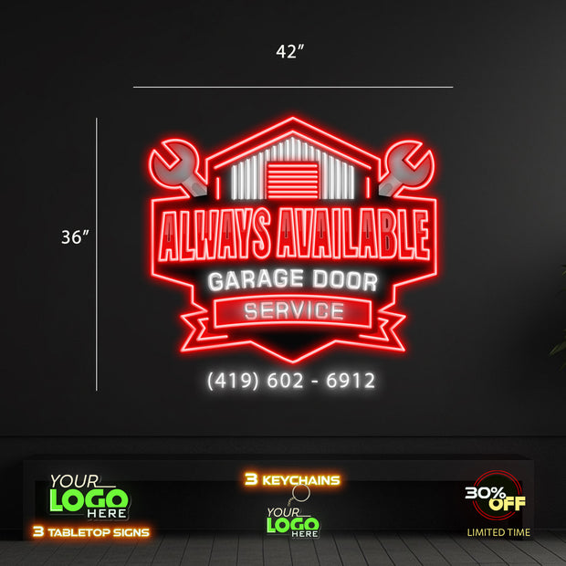 LoveJoy On Wheels Sign And Garage Door Service Sign | 2 LED SIGNS