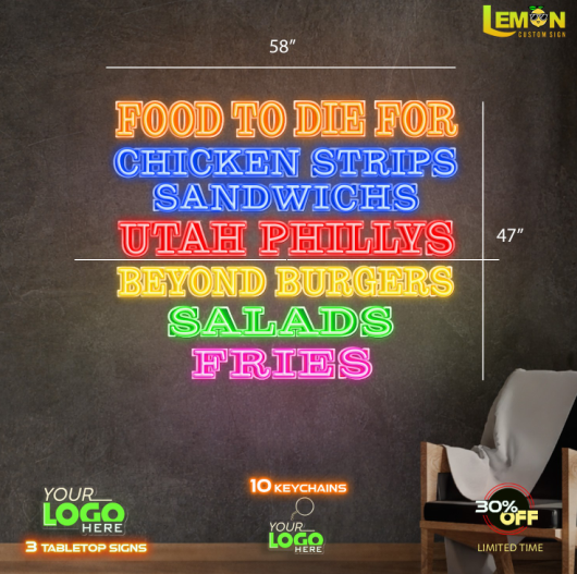 FOOD TO DIE FOR | LED NEON SIGN (2 SIGNS)