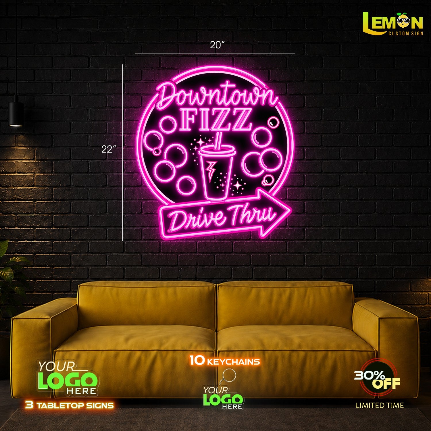 Downtown FIZZ | LED NEON SIGN (OUTDOOR)
