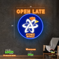 OPEN LATE ATOMIC WINGS | LED NEON SIGN ( 2 SIGNS)
