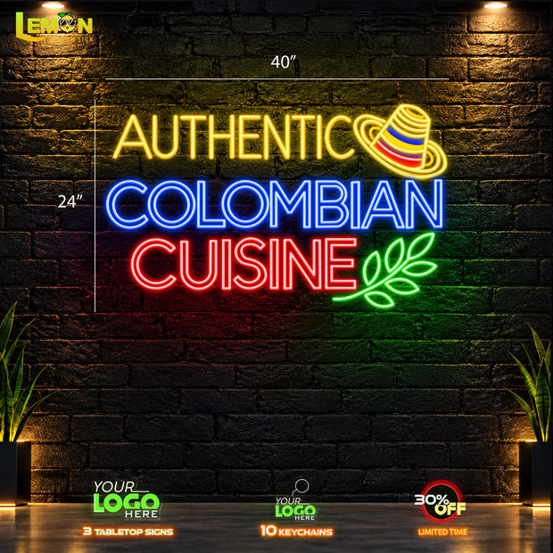 AUTHENTIC COLOMBIAN CUISINE - Led Neon Sign