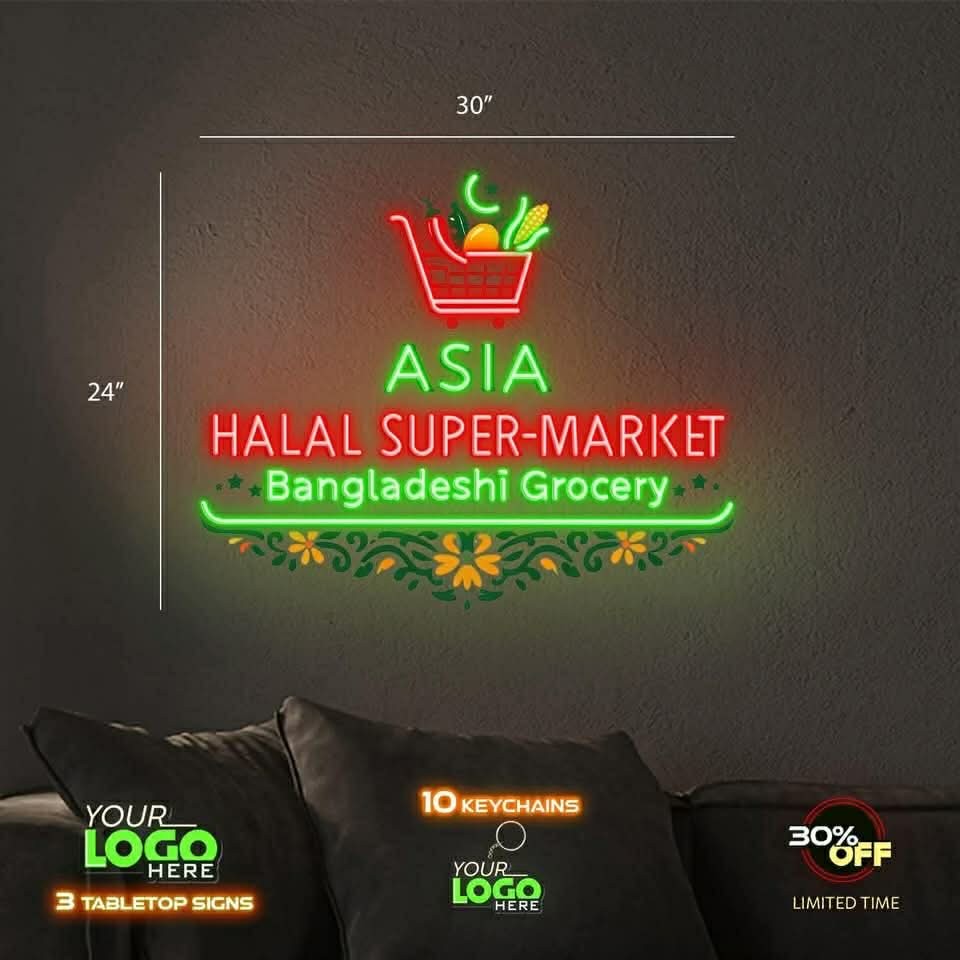 ASIA HALAL SUPER MARKET | LED NEON SIGN (2 SIGNS)