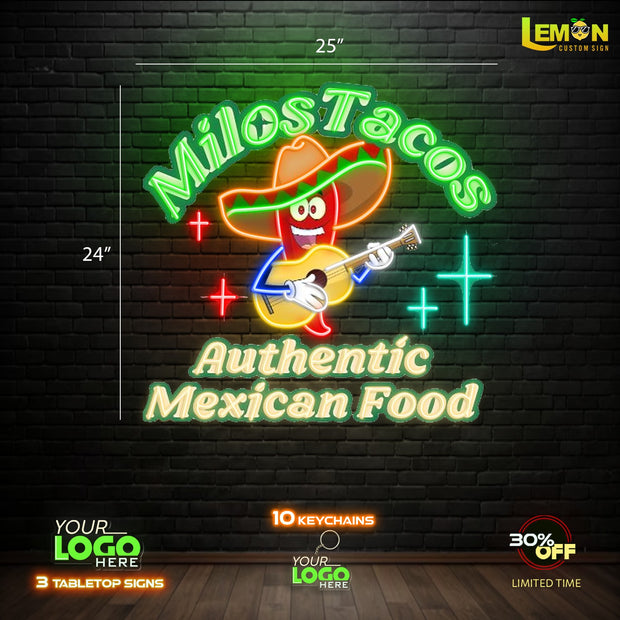 AUTHENTIC MEXICAN FOOD | LED NEON SIGN (4 SIGNS)