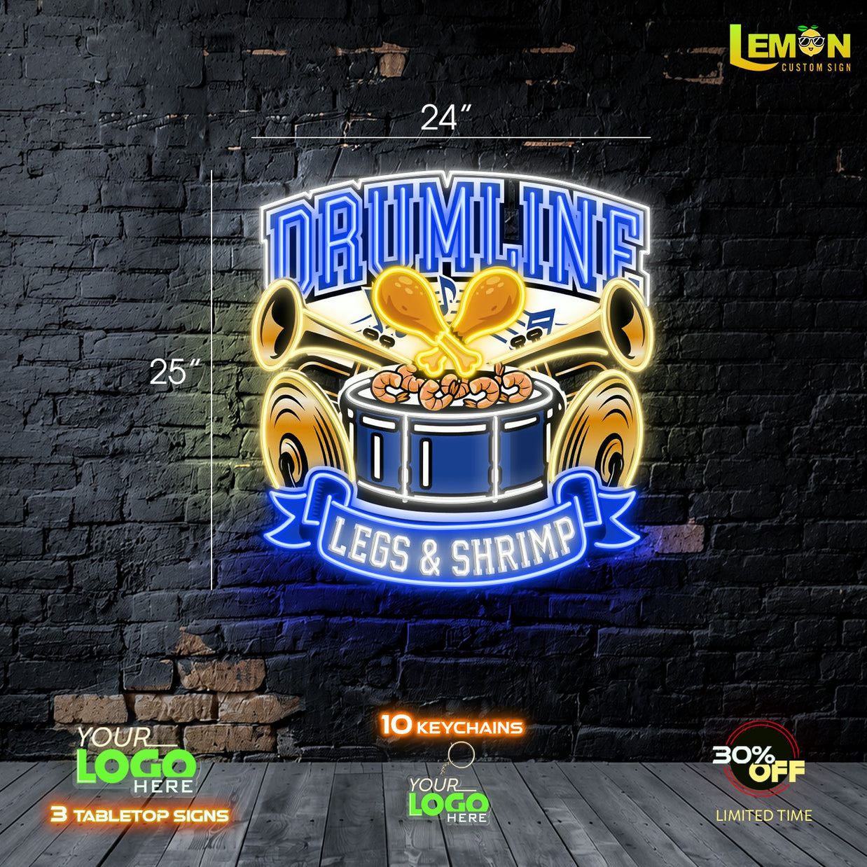 S.Y.O. and Drumline Legs & shrimp I LED NEON SIGN (2 SIGNS)