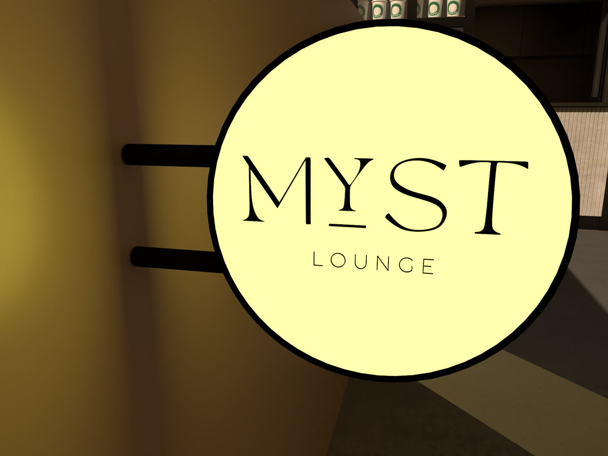 MYST LOUNGE CAFE (2 signs) | ILLUMINATED BLADE  SIGN