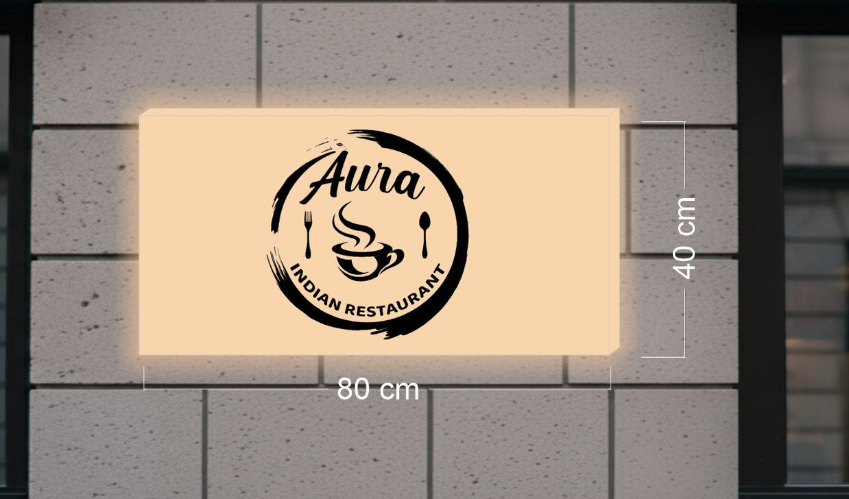 AURA INDIAN RESTAURANT LIGHT BOX SIGN