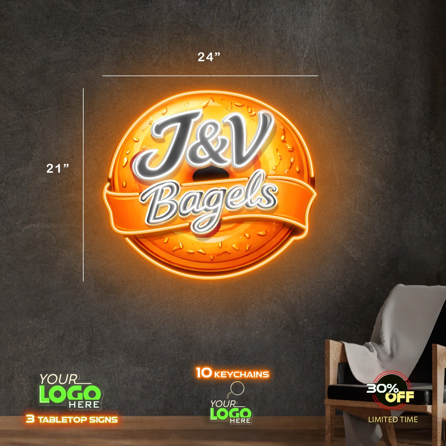 J&V Bagels | LED NEON SIGN