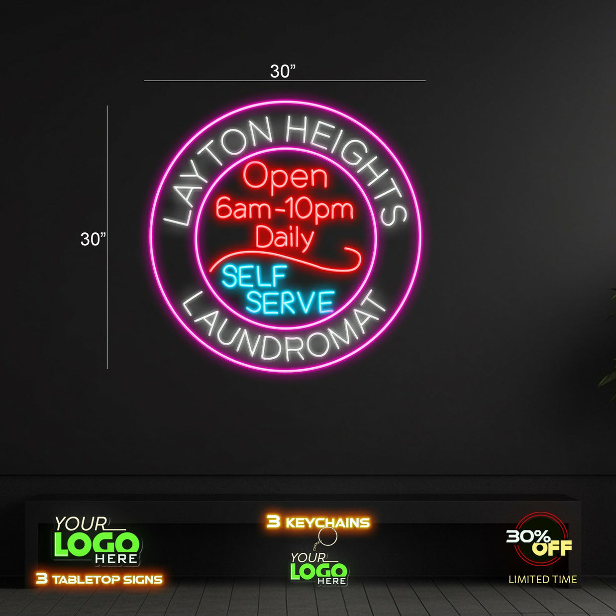 LAUNDRY | LED NEON SIGN (TOTAL 3 SIGNS)