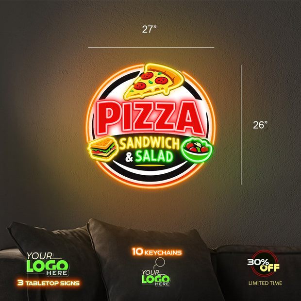 PIZZA SANDWICH AND SALAD | LED NEON SIGN