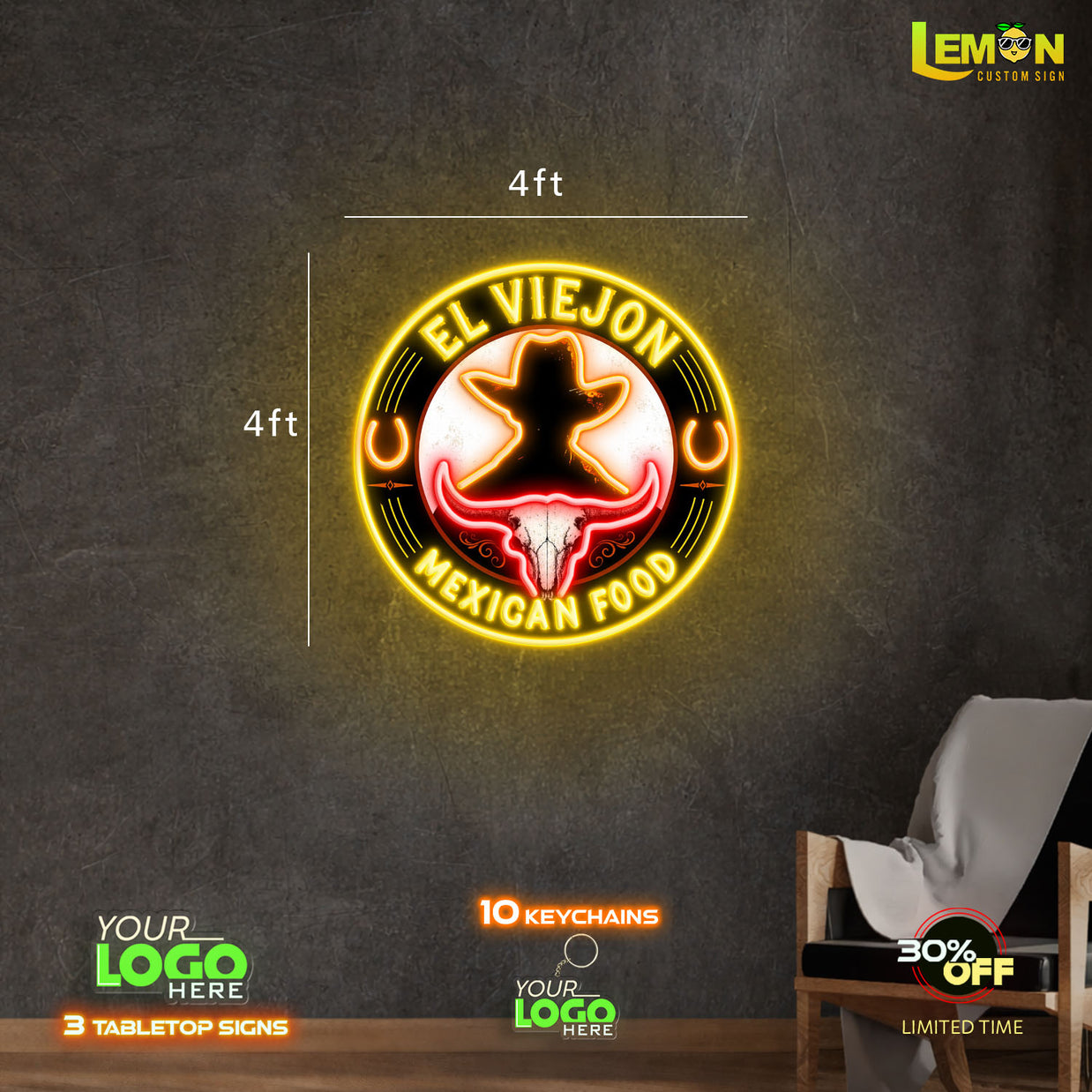 EL VIEJON MEXICAN FOOD | LED NEON SIGN (OUTDOOR SIGN)