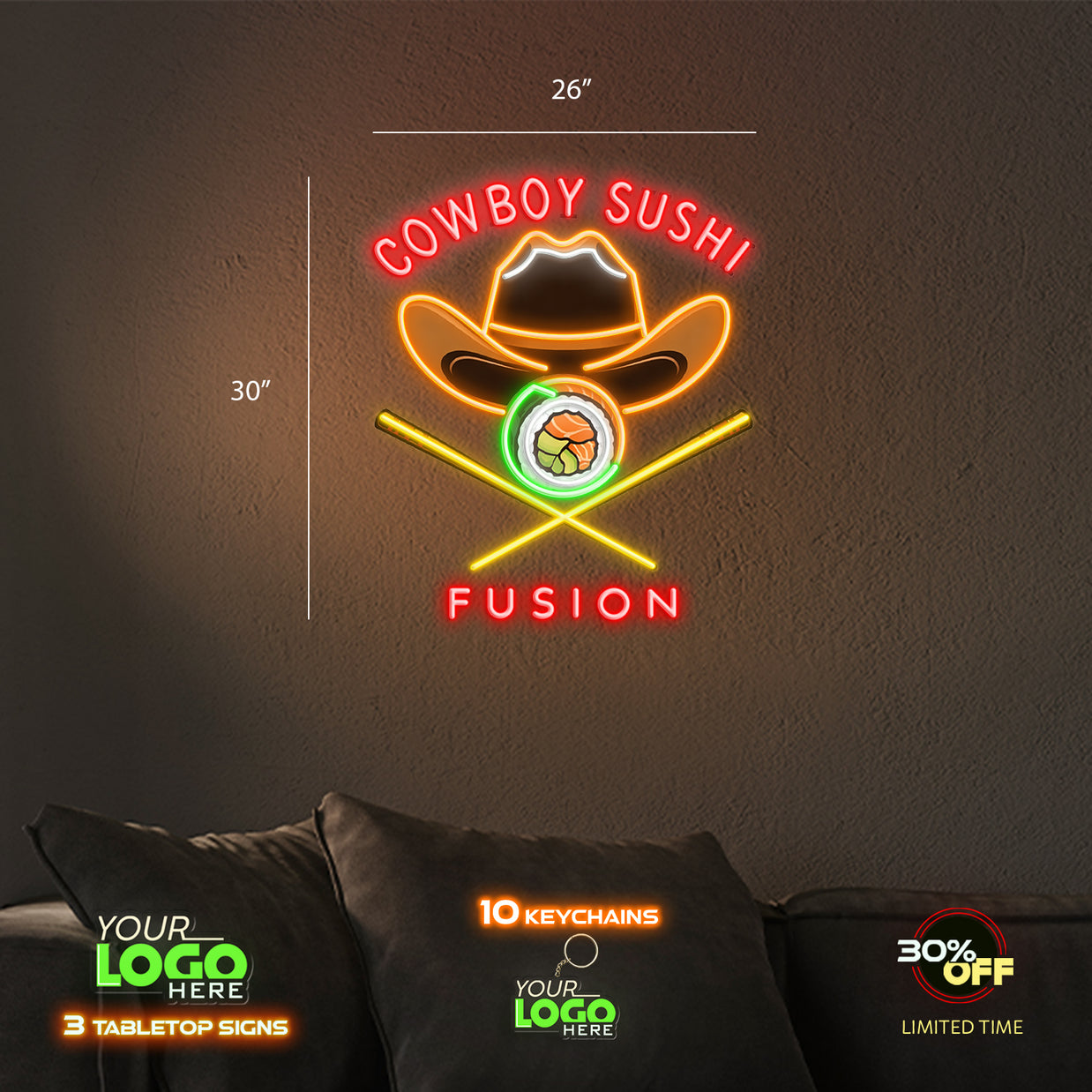 COWBOY SUSHI  | LED NEON SIGN (3 SIGNS)