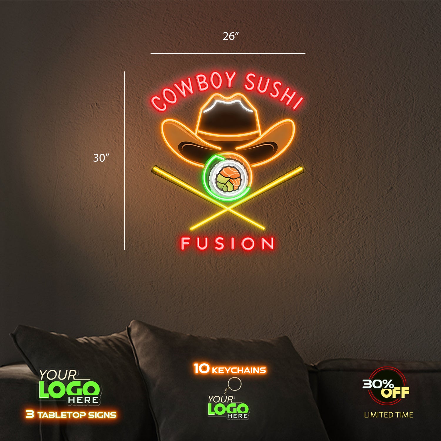 COWBOY SUSHI  | LED NEON SIGN (3 SIGNS)