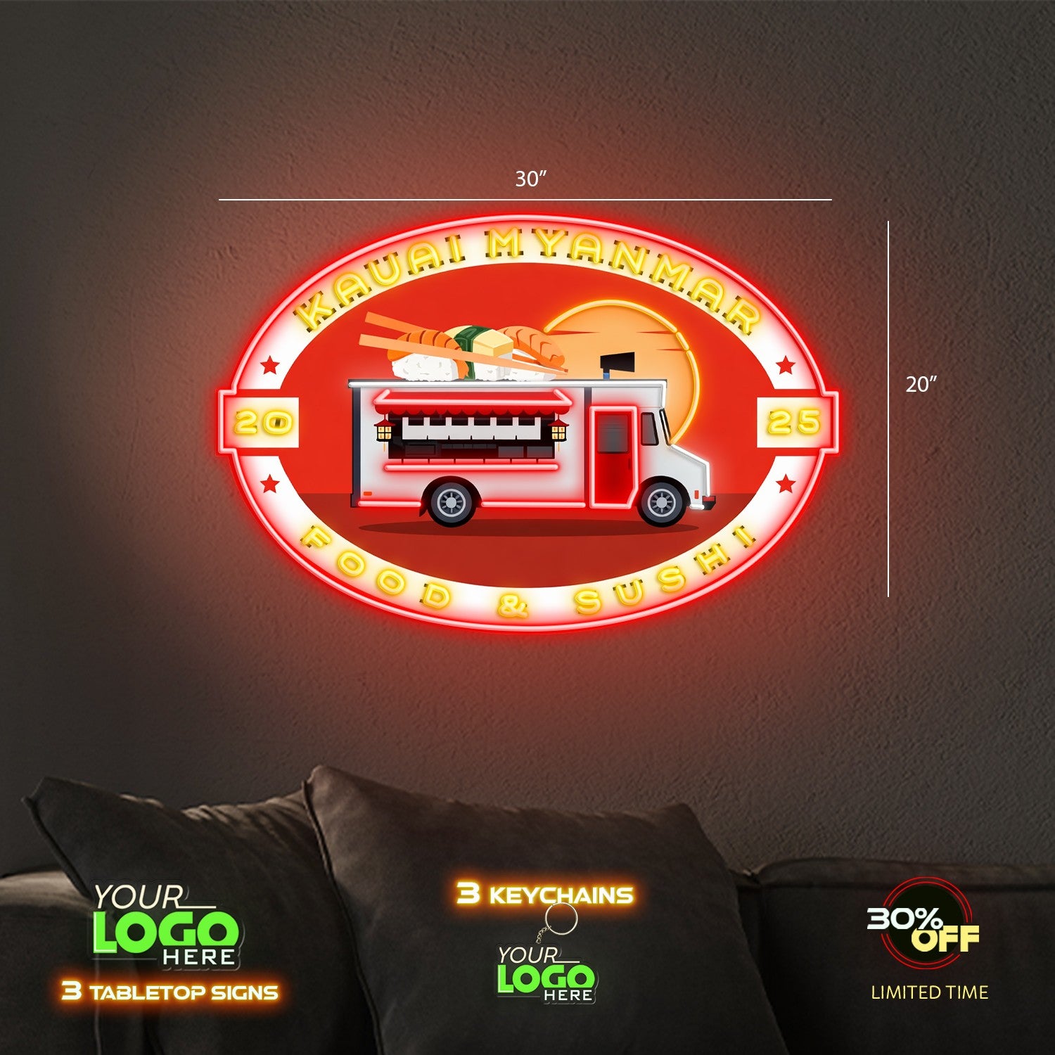 Kauai Myanmar Food and Sushi | LED NEON SIGN