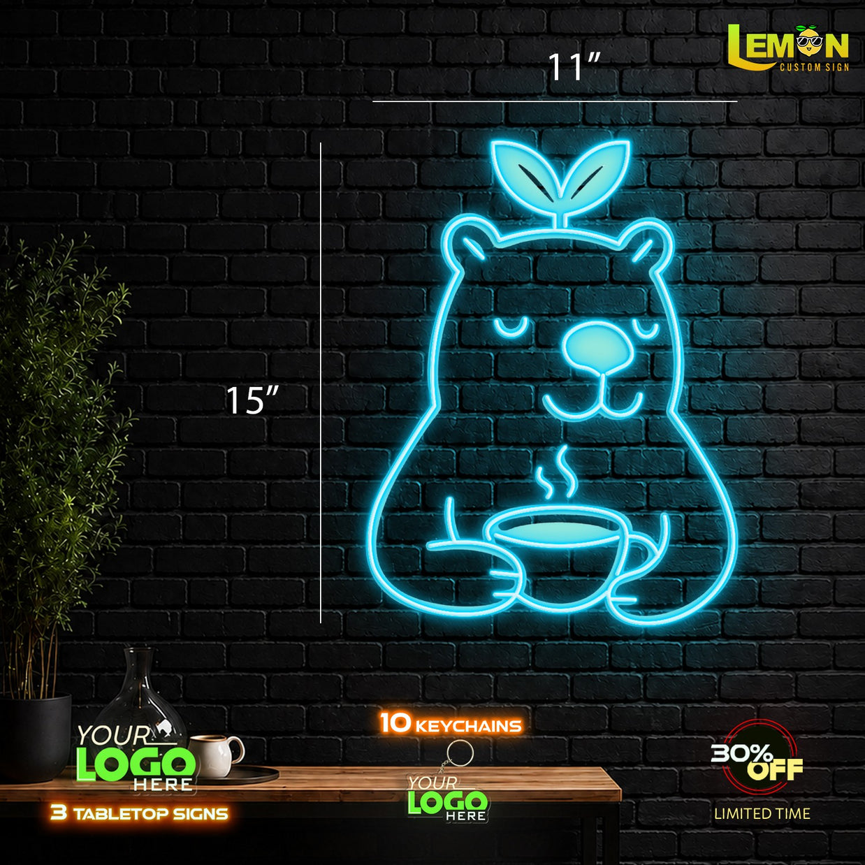 FINFIN |LED NEON SIGN ( 15 Keychains and 3 tabletop signs)